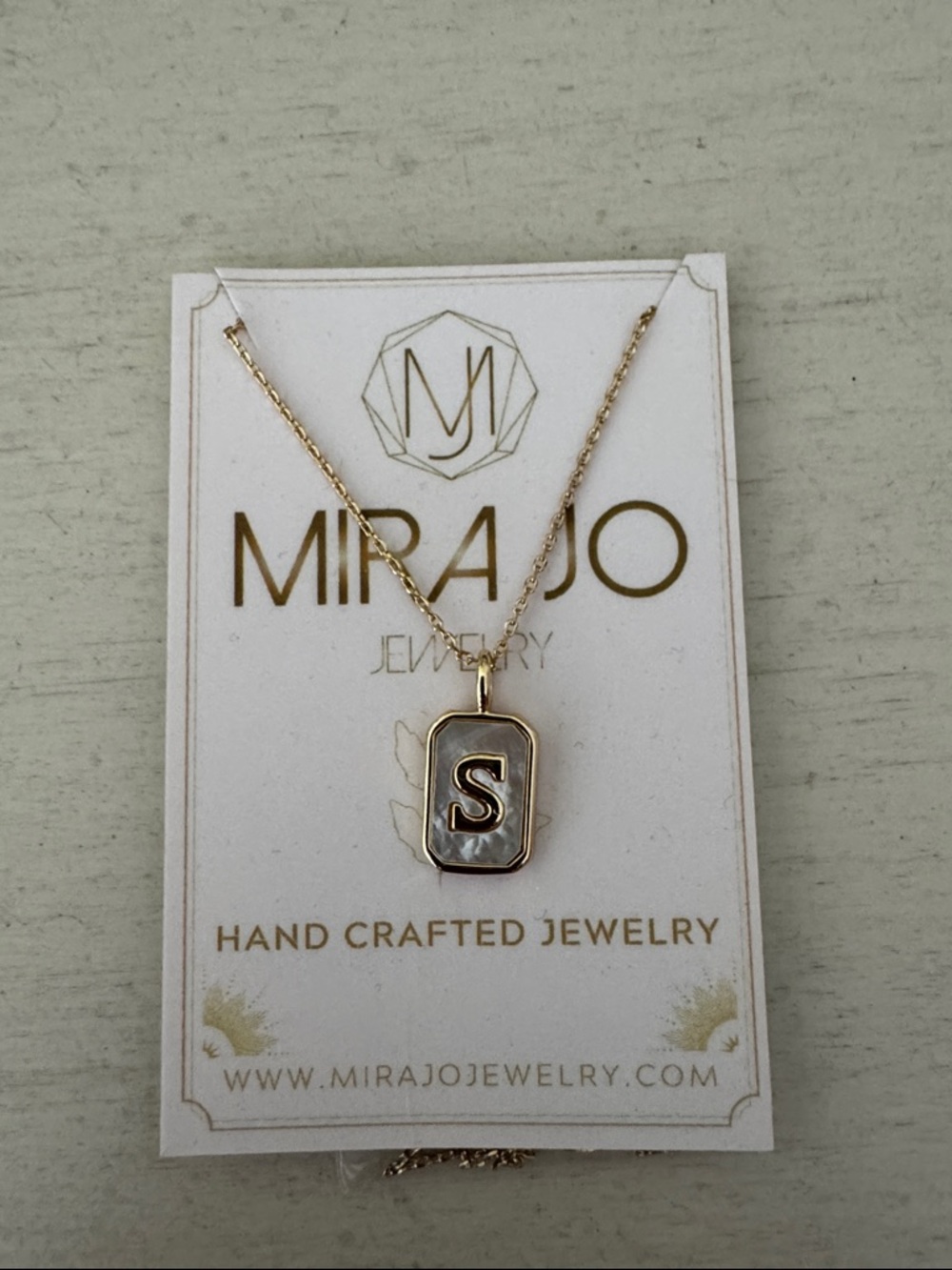 Gold Initial 'S' Pendant Necklace - Gold and Mother of Pearl